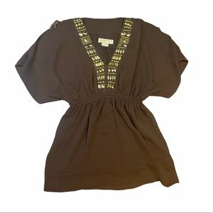 XS Brown Michael Kors Beaded Top Blouse